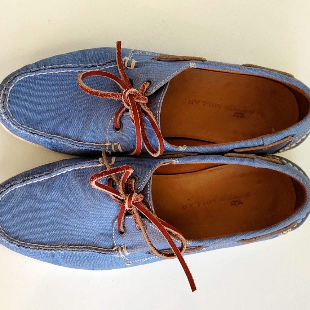 Men's Size 9.5M Peter Millar Blue Denim Deck or Boat Shoes